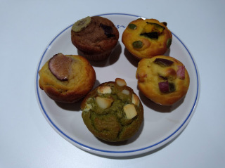 5種類のマフィン。軽くて美味しいですよ